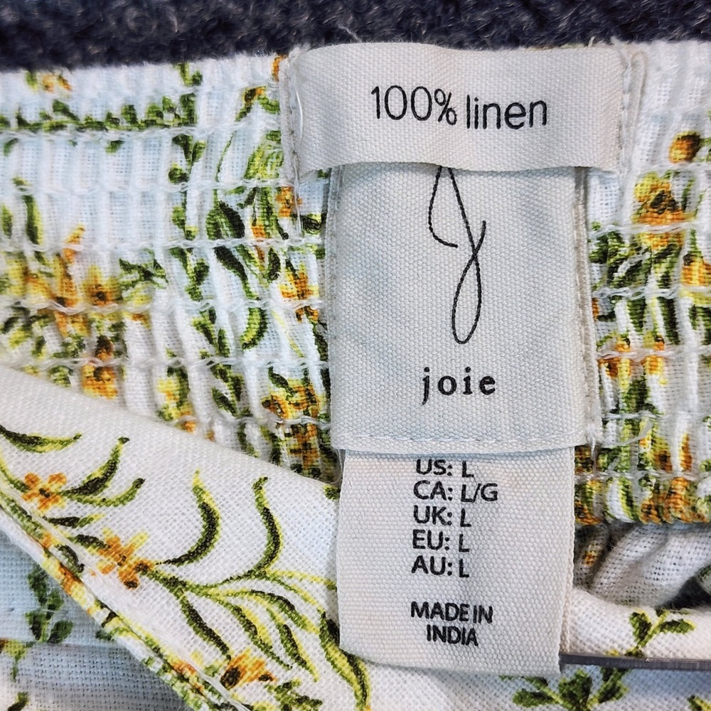 Joie Women 100% Linen Cottagecore Prairie Floral Wide Leg Pants Size L - Picture 3 of 8
